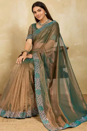irresistible lavender embroidered frendy net wedding saree with blouse
