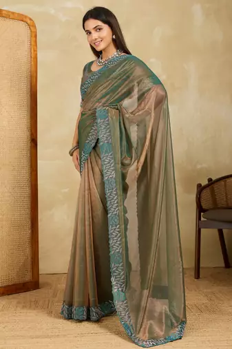 irresistible lavender embroidered frendy net wedding saree with blouse