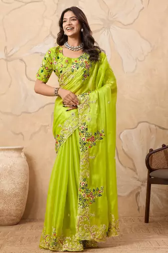 entrancing teal blue embroidered jimmy choo bridal saree with blouse