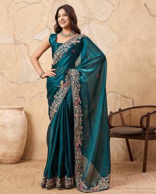 enthralling purple embroidered jimmy choo traditional saree with blouse 1