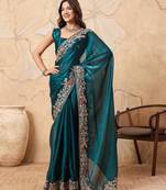 enthralling purple embroidered jimmy choo traditional saree with blouse