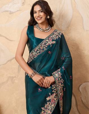 enthralling purple embroidered jimmy choo traditional saree with blouse 3