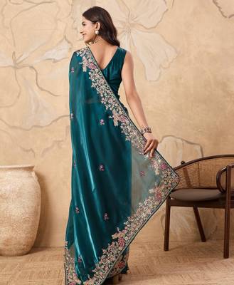 enthralling purple embroidered jimmy choo traditional saree with blouse 5