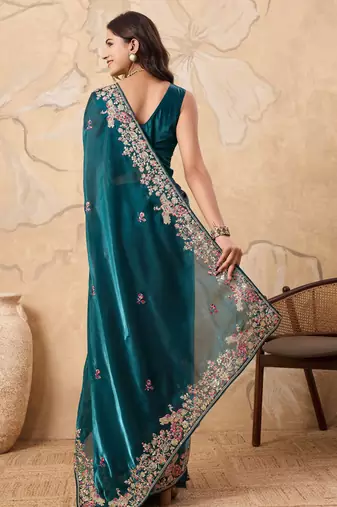 enthralling purple embroidered jimmy choo traditional saree with blouse