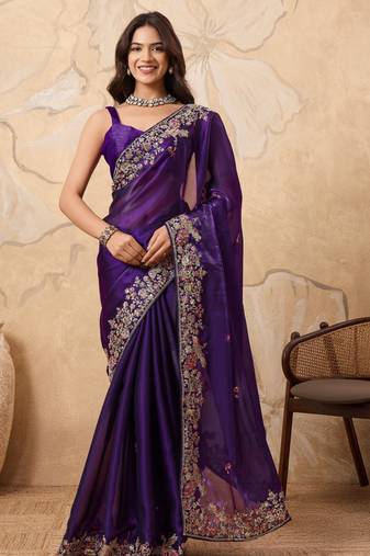 dreamy yellow embroidered frendy chiffon wedding saree with blouse