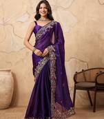 dreamy yellow embroidered frendy chiffon wedding saree with blouse