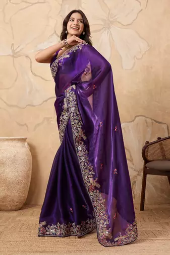 dreamy yellow embroidered frendy chiffon wedding saree with blouse