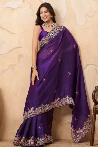 dreamy yellow embroidered frendy chiffon wedding saree with blouse