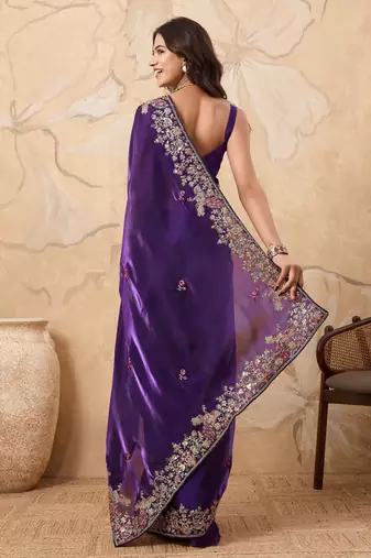 dreamy yellow embroidered frendy chiffon wedding saree with blouse