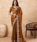 inviting pink embroidered frendy chiffon bridal saree with blouse