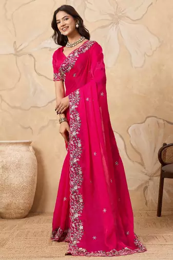 provocative teal blue embroidered frendy chiffon bridal saree with blouse