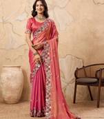 bewitching peach frendy chiffon traditional saree