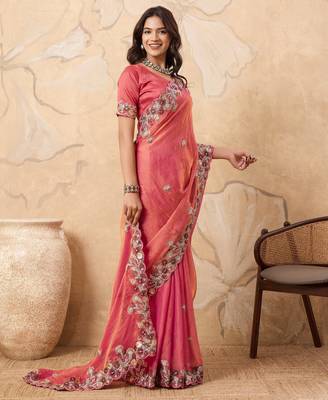 bewitching peach frendy chiffon traditional saree 3
