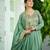 Vichitra Silk Sequins Embroidered Party Wear Gown with Matching Dupatta | Pista Green | Look