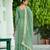 Vichitra Silk Sequins Embroidered Party Wear Gown with Matching Dupatta | Pista Green | Look