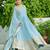 Faux Georgette Sequins Embroidered Party Wear Designer Gown with Matching Dupatta | Sky Blue | Look