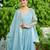 Faux Georgette Sequins Embroidered Party Wear Designer Gown with Matching Dupatta | Sky Blue | Look