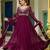 Faux Blooming Lace-Border Embroidered Party Wear Gown with Matching Dupatta | Wine Color | Look