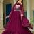 Faux Blooming Lace-Border Embroidered Party Wear Gown with Matching Dupatta | Wine Color | Look