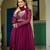 Faux Blooming Lace-Border Embroidered Party Wear Gown with Matching Dupatta | Wine Color | Look