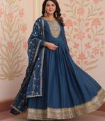 Rama Star Georgette Embroidered Designer Gown with Heavy Multi-Sequence Work & Matching Dupatta | Party Wear