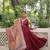 Maroon Roman Fabric Semi-Stitched Designer Gown with Maslin Crochet & Dori Jal Lace Work | Festive & Party Wear