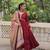 Maroon Roman Fabric Semi-Stitched Designer Gown with Maslin Crochet & Dori Jal Lace Work | Festive & Party Wear