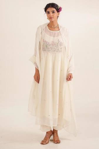 Ivory white flamingo kurta set