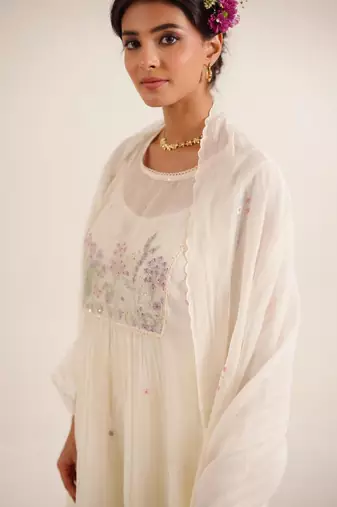 Ivory white flamingo kurta set