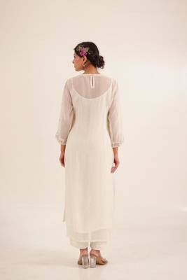 Ivory white flamingo kurta set 3