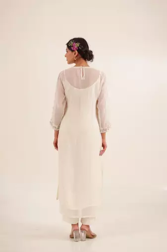 Ivory white flamingo kurta set