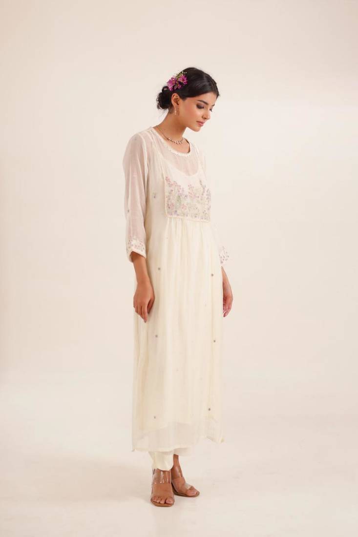 Ivory white flamingo kurta set