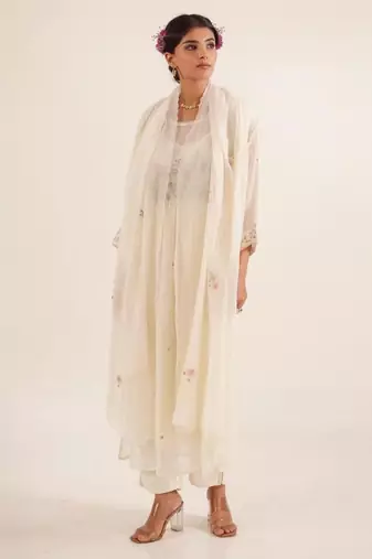 Ivory white flamingo kurta set