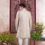 Beige banarasi jacquard indo western for men