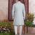 Blue banarasi jacquard indo western for men