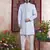 blue banarasi jacquard sherwani for men