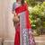 red pochampalli art silk saree with floral printed work with blouse