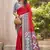 red pochampalli art silk saree with floral printed work with blouse