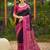 black soft art silk saree with floral printed work with blouse