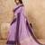 Lavender linen cotton saree with printed work with blouse