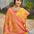 yellow soft art silk saree with floral printed work with blouse