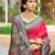 red soft art silk saree with floral printed work with blouse