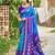 aqua blue soft art silk saree with floral printed work with blouse