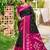 black soft art silk saree with floral printed work with blouse