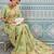 green soft art silk saree with woven work with blouse