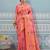 peach soft art silk saree with woven work with blouse