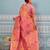 peach soft art silk saree with woven work with blouse