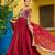 Maroon Vichitra Silk Designer Gown with Zari Embroidery | Festive & Wedding Wear Gown