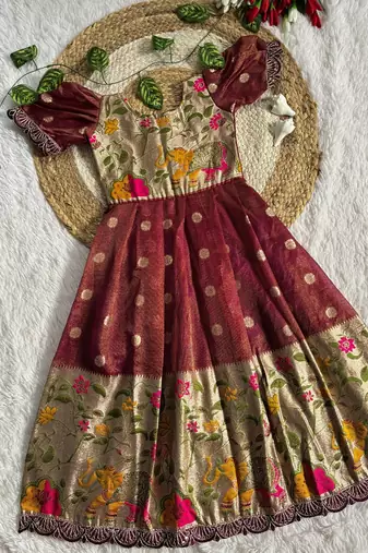 Pure jacquard Pavadai gown