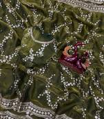 green color embroidered space silk blend saree